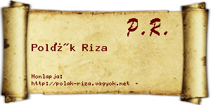 Polák Riza névjegykártya